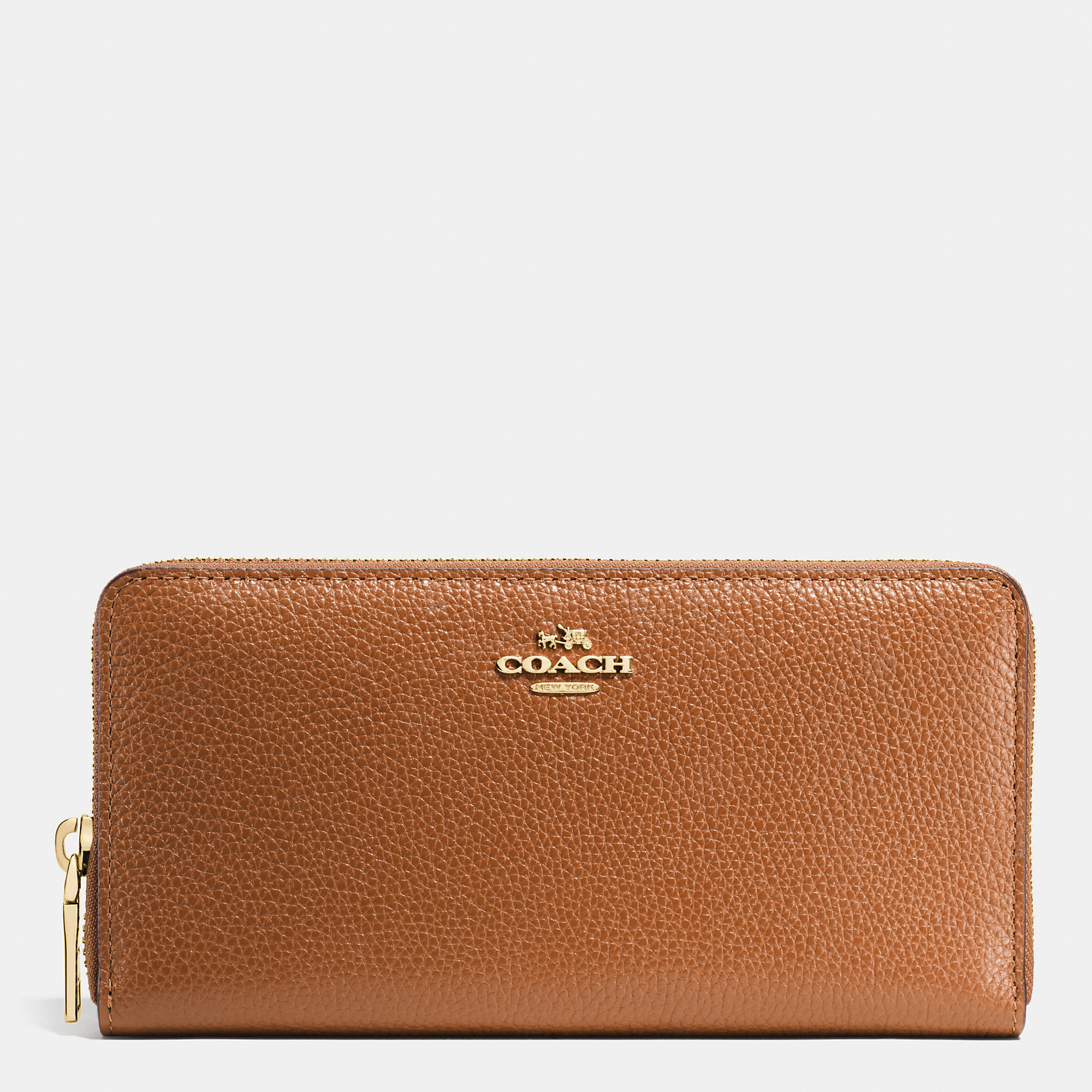 Lady Beloved Coach Accordion Zip Wallet In Pebble Leather